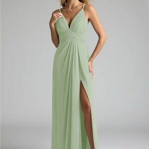 Azazie Light Green Maxi Dress